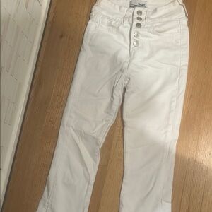 VERVET BY FLYING MONKEY White Straight Leg Denim with fringe bottoms